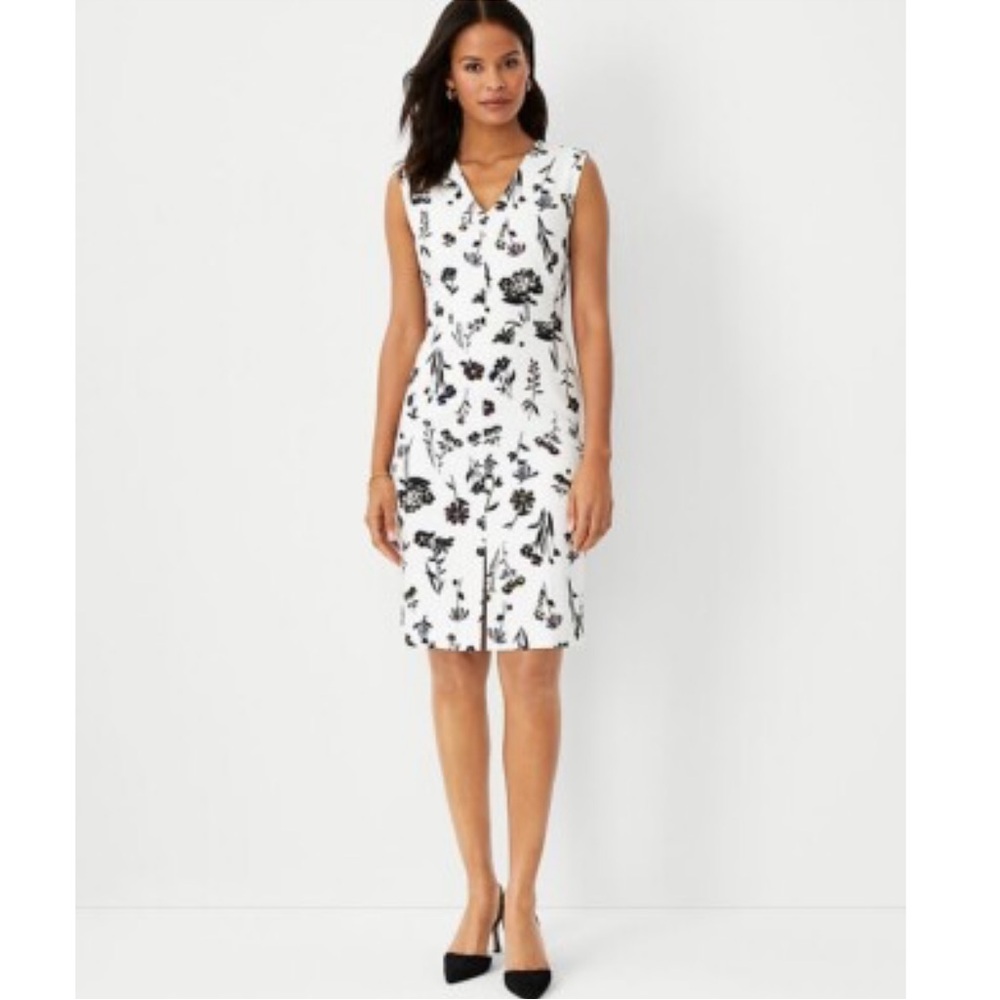 NWT Ann Taylor Black and White Floral Midi Dress